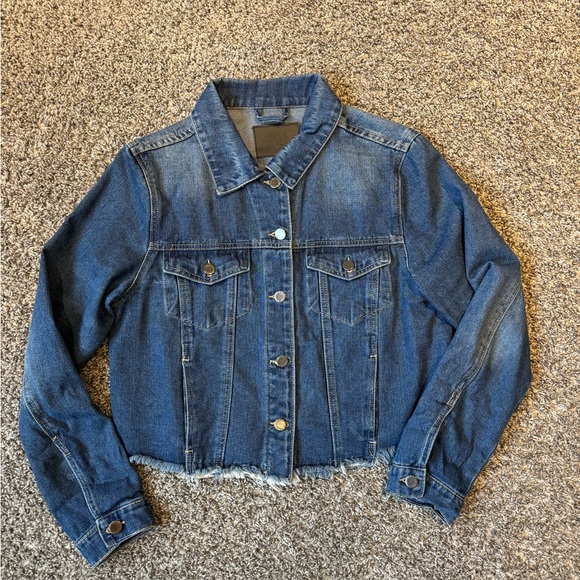 Cropped Frayed Denim Jacket - Picture 1 of 4